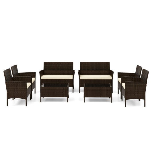  - 4 Piece Patio Rattan Conversation Set with Cozy Seat Cushions - Outdoor Style Company