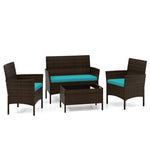  - 4 Piece Patio Rattan Conversation Set with Cozy Seat Cushions - Outdoor Style Company