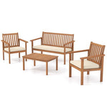  - 4 Piece Patio Wood Furniture Set Acacia Wood Sofa Set with Loveseat - Outdoor Style Company