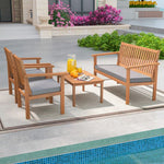  - 4 Piece Patio Wood Furniture Set Acacia Wood Sofa Set with Loveseat - Outdoor Style Company