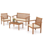  - 4 Piece Patio Wood Furniture Set Acacia Wood Sofa Set with Loveseat - Outdoor Style Company