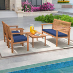  - 4 Piece Patio Wood Furniture Set Acacia Wood Sofa Set with Loveseat - Outdoor Style Company