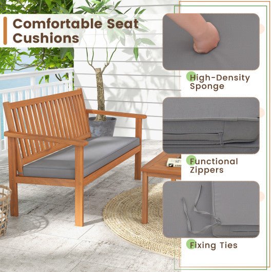  - 4 Piece Patio Wood Furniture Set Acacia Wood Sofa Set with Loveseat - Outdoor Style Company