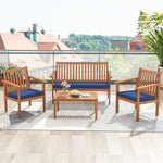  - 4 Piece Patio Wood Furniture Set Acacia Wood Sofa Set with Loveseat - Outdoor Style Company