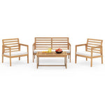  - 4 Piece Wood Patio Conversation Set with 2 Armchairs and Coffee Table - Outdoor Style Company