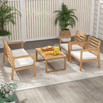  - 4 Piece Wood Patio Conversation Set with 2 Armchairs and Coffee Table - Outdoor Style Company