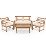  - 4 Piece Wood Patio Furniture with Armchairs Loveseat and Coffee Table - Outdoor Style Company