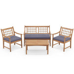  - 4 Piece Wood Patio Furniture with Armchairs Loveseat and Coffee Table - Outdoor Style Company