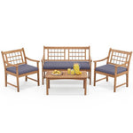  - 4 Piece Wood Patio Furniture with Armchairs Loveseat and Coffee Table - Outdoor Style Company