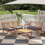  - 4 Piece Wood Patio Furniture with Armchairs Loveseat and Coffee Table - Outdoor Style Company