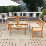  - 4 Piece Wood Patio Furniture with Armchairs Loveseat and Coffee Table - Outdoor Style Company