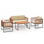  - 4 Pieces Acacia Wood Outdoor Sofa Set for Balcony Porch Backyard Poolside - Outdoor Style Company