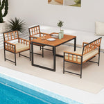  - 4 Pieces Acacia Wood Patio Dining Set with 1 Rectangular Table - Outdoor Style Company