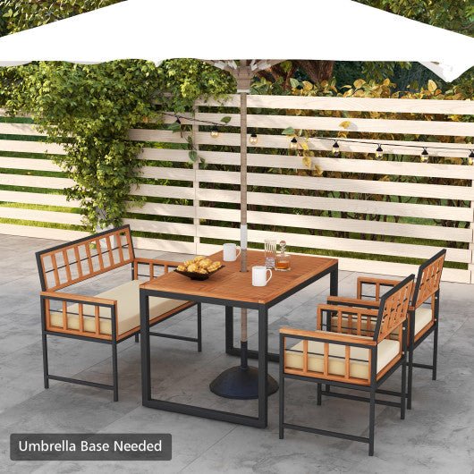  - 4 Pieces Acacia Wood Patio Dining Set with 1 Rectangular Table - Outdoor Style Company