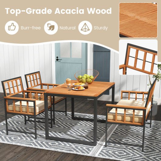  - 4 Pieces Acacia Wood Patio Dining Set with 1 Rectangular Table - Outdoor Style Company