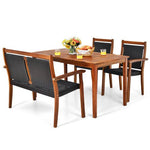  - 4 Pieces Acacia Wood Patio Rattan Dining Furniture Set - Outdoor Style Company