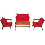  - 4 Pieces Acacia Wood Patio Rattan Furniture Set - Outdoor Style Company