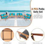  - 4 Pieces Acacia Wood Patio Rattan Furniture Set - Outdoor Style Company