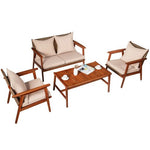  - 4 Pieces Acacia Wood Patio Rattan Furniture Set - Outdoor Style Company