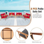  - 4 Pieces Acacia Wood Patio Rattan Furniture Set - Outdoor Style Company