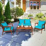  - 4 Pieces Acacia Wood Patio Rattan Furniture Set - Outdoor Style Company