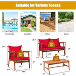  - 4 Pieces Acacia Wood Patio Rattan Furniture Set - Outdoor Style Company