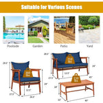  - 4 Pieces Acacia Wood Patio Rattan Furniture Set - Outdoor Style Company