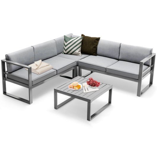  - 4 Pieces Aluminum Patio Furniture Set with Thick Seat and Back Cushions - Outdoor Style Company