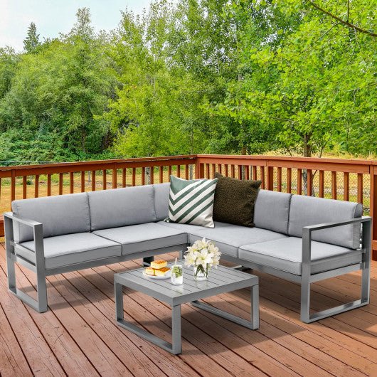  - 4 Pieces Aluminum Patio Furniture Set with Thick Seat and Back Cushions - Outdoor Style Company