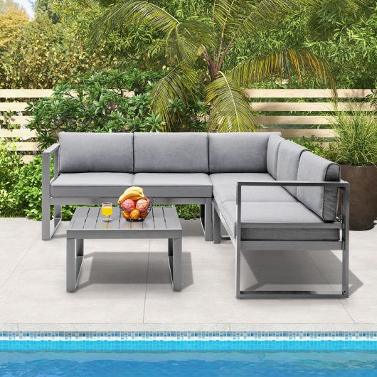  - 4 Pieces Aluminum Patio Furniture Set with Thick Seat and Back Cushions - Outdoor Style Company