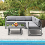  - 4 Pieces Aluminum Patio Furniture Set with Thick Seat and Back Cushions - Outdoor Style Company