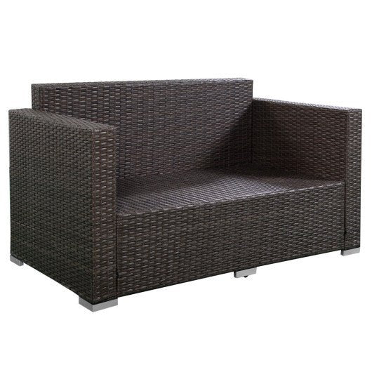  - 4 Pieces Brown Wicker Rattan Sofa Furniture Set Patio Garden Lawn Cushioned Seat - Outdoor Style Company