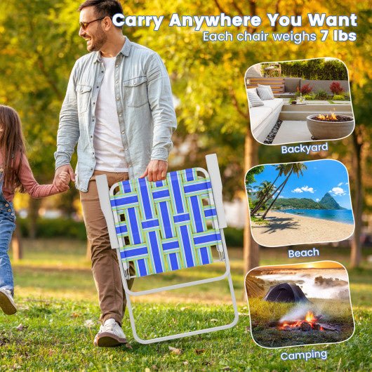  - 4 Pieces Folding Beach Chair Camping Lawn Webbing Chair - Outdoor Style Company