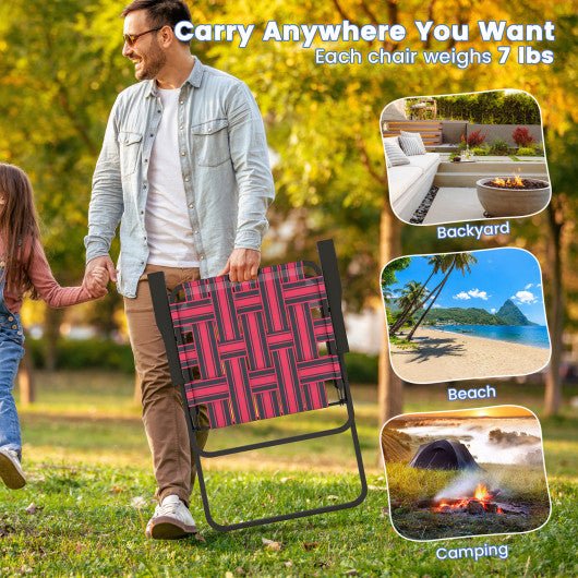  - 4 Pieces Folding Beach Chair Camping Lawn Webbing Chair - Outdoor Style Company