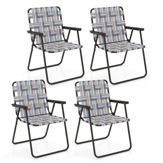  - 4 Pieces Folding Beach Chair Camping Lawn Webbing Chair - Outdoor Style Company