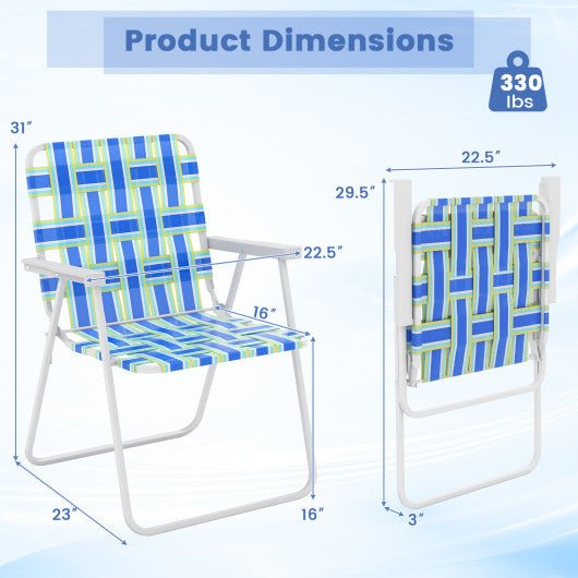  - 4 Pieces Folding Beach Chair Camping Lawn Webbing Chair - Outdoor Style Company