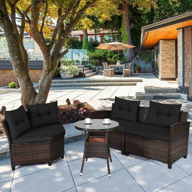  - 4 Pieces Furniture Patio Set Outdoor Wicker Sofa Set - Outdoor Style Company