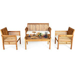  - 4 Pieces Outdoor Acacia Wood Sofa Furniture Set - Outdoor Style Company