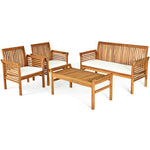  - 4 Pieces Outdoor Acacia Wood Sofa Furniture Set - Outdoor Style Company