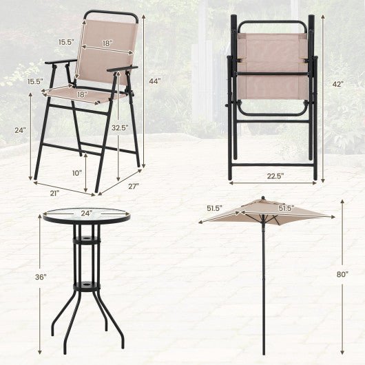  - 4 Pieces Outdoor Bar Set with Umbrella - Outdoor Style Company