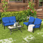  - 4 Pieces Outdoor Conversation Set with Seat Back Cushions and Waist Pillows - Outdoor Style Company