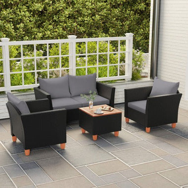  - 4 Pieces Outdoor Conversation Set with Storage Coffee Table - Outdoor Style Company