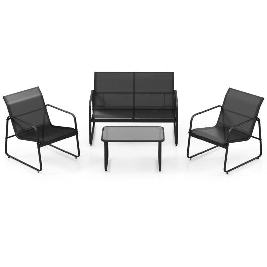  - 4 Pieces Outdoor Conversation Set with Tempered Glass Coffee Table - Outdoor Style Company