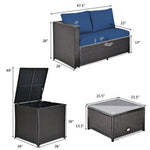  - 4 Pieces Outdoor Patio Rattan Furniture Set with Cushioned Loveseat and Storage Box - Outdoor Style Company