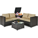  - 4 Pieces Outdoor Patio Rattan Furniture Set with Cushioned Loveseat and Storage Box - Outdoor Style Company