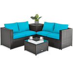  - 4 Pieces Outdoor Patio Rattan Furniture Set with Cushioned Loveseat and Storage Box - Outdoor Style Company