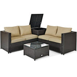  - 4 Pieces Outdoor Patio Rattan Furniture Set with Cushioned Loveseat and Storage Box - Outdoor Style Company