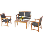  - 4 Pieces Outdoor Patio Rattan Furniture Sofa Set with Acacia Wood Frame - Outdoor Style Company