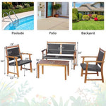  - 4 Pieces Outdoor Patio Rattan Furniture Sofa Set with Acacia Wood Frame - Outdoor Style Company