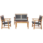  - 4 Pieces Outdoor Patio Rattan Furniture Sofa Set with Acacia Wood Frame - Outdoor Style Company